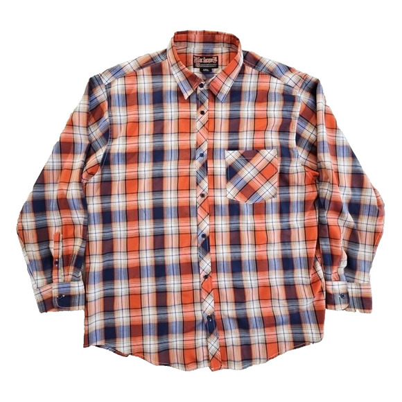 Blac Lacquer Men's 5XL Red Blue Plaid Long Sleeve Button EUC Workwear Streetwear - Picture 1 of 15